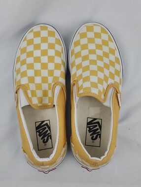 Vans Checkerboard Slip-On Sneakers in Yellow and White